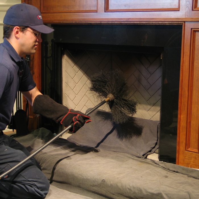 Sweeping a fireplace